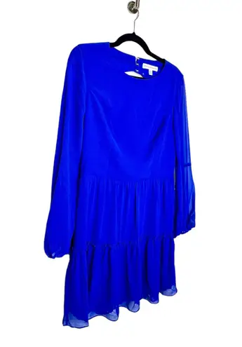 Dress the Population Paola Fit and Flare Mini Dress in Blue Size Large