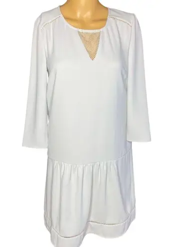 GALLERIES LAFAYETTE PARIS lace inserts and ruffles Light weight dress 38 US8 Gray Size undefined