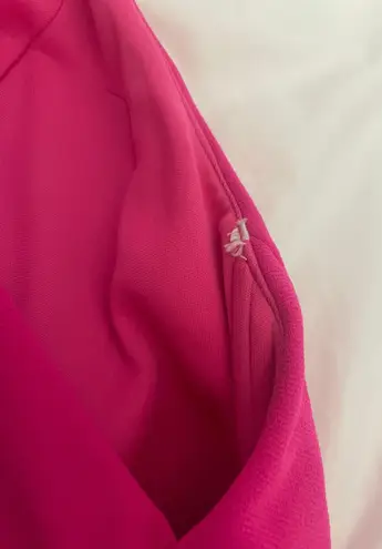 Betsy and Adam Bow-Back Hot Pink Evening Gown