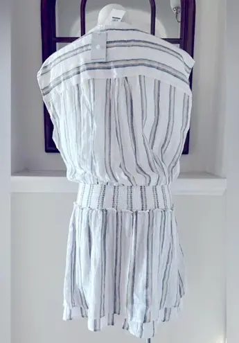 Rails Smocked Waist Mini Dress Striped Linen Blend Size L New with Tag