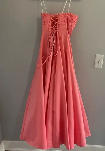 Cache Women’s Vintage pink rhinestones strapless  prom dress size 9/10