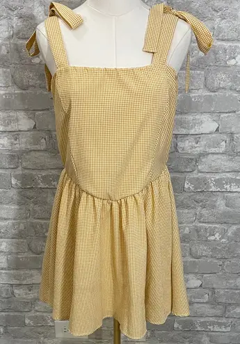 Dry Goods 21 Saints Yellow Gingham Mini Dress Size L