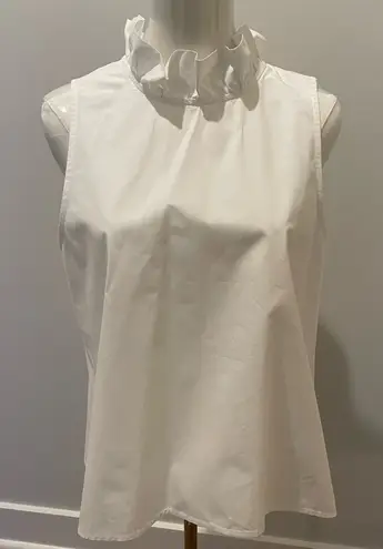 Claudette White Linen Ruffle Neck Bow