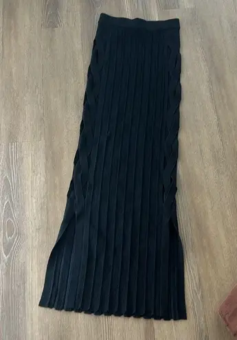 NWT Dion Lee black cut out midi knit skirt