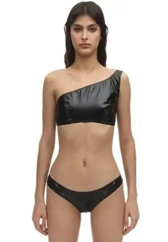 Lisa Marie Fernandez Arden Metallic PVC Bikini Set Black 0 Xsmall New Womens Size XS
