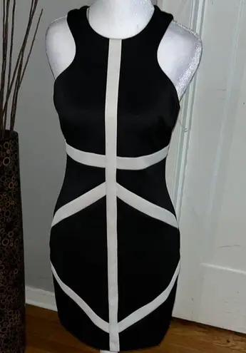 Bisou Bisou Black and White Halter Sheath Mini Dress