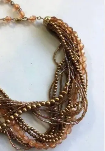 Gorgeous Multi Strand Necklace Brown Copper Amber Root Beer Colors