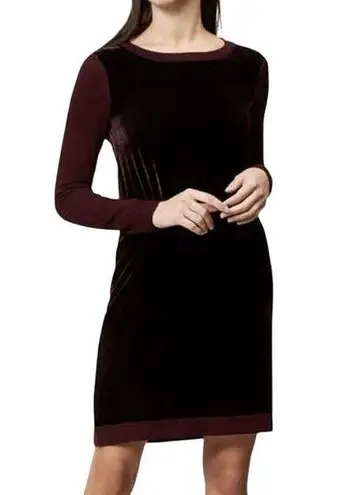 Hobbs London Benita Red Velvet Velour Silk Long Sleeve Sweater Dress Size 6