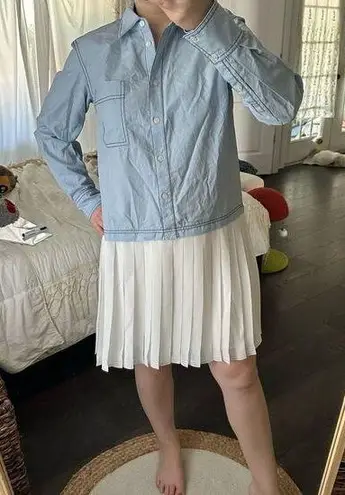 Derek Lam 10 Crosby Women’s 00 Blue White Mixed Media Shirtdress