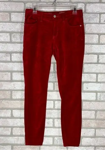 Pilcro and the Letterpress Luxe Red High Rise Skinny Velvet Jeans Size 26