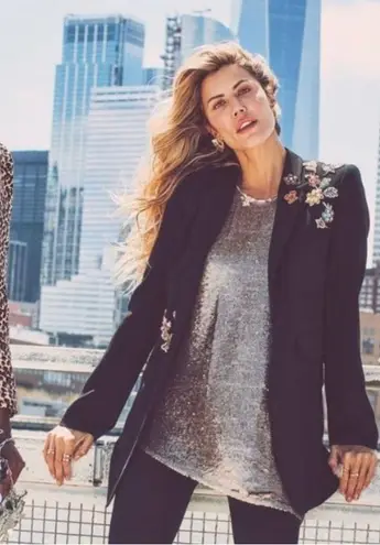 Rebecca Taylor NEW Leopard Print Velveteen V-neck Blazer Jacket size 12