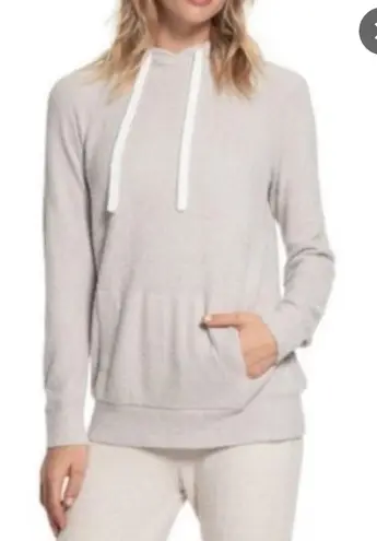 Barefoot Dreams CozyChic Ultra Lite Ribbed Cuff Hoodie Taupe Medium $168 MSRP