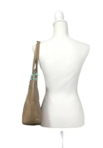 Brahmin Alligator Leather Tan / Green Tote