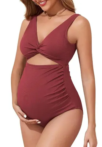 Century Star Maternity Swimsuit One Piece Women's SMALL High Waist Deep Red NEW! Size undefined