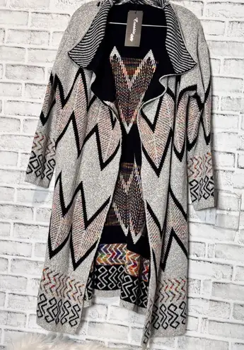 Simply Couture Creation Multicolor‎ Zigzag chevron Cardigan multicolor size S oversized - Image 1