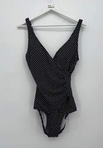 Jantzen Classics Black One Piece Polka Dot Swimsuit Medium
