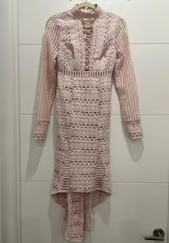 ASOS NWT Light Pink  long sleeve lace peplum midi dress US 4