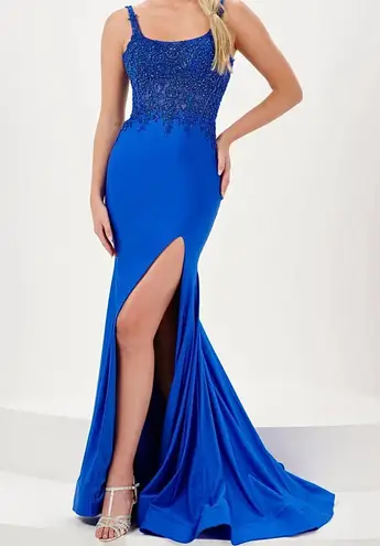 Tiffany Designs Royal Blue Mermaid Prom Gown w/Slit Style 16058 Size 2
