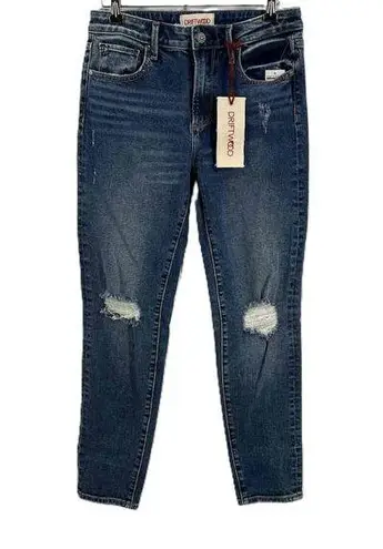 Driftwood Distressed Mid Rise Slim Tapered Jeans Womens Size 25 Ripped Knees