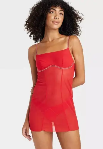 Auden Women's Rhinestone Lingerie Dress - Red