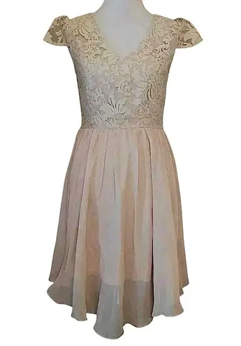 Marineblu Beige Chiffon Embroidered Bodice Party Dress Modcloth Bridgerton Fairy