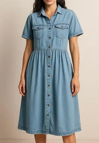 Vintage Denim Midi Dress XL | Western Cottagecore Prairie Y2K Style Blue