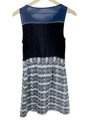 Moulinette Soeurs Womens Shift Dress Blue Black Color Block Pleated Sleeveless 4