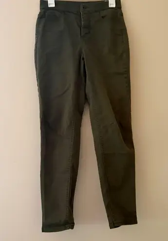 Denim & Co Olive Green Stretch Slim Fit Pants Size 4 Cotton Blend