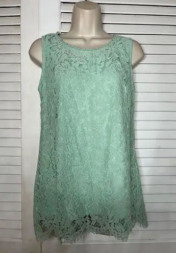 Isaac Mizrahi Live Lace Shell & Cardigan Set Mint Green Romantic Occasion S