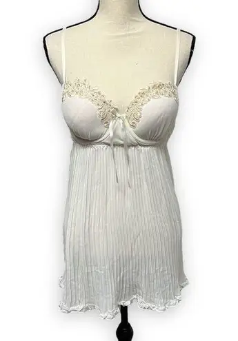 Linea Donatella  Ivory Beaded Appliqué Lingerie Slip Dress