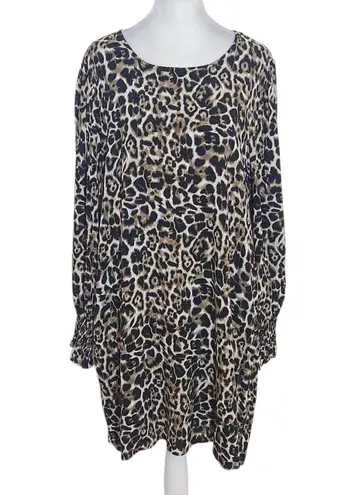 JODIFL Leopard Print Long Sleeve Mini Dress Size Medium Leopard Shift Dress