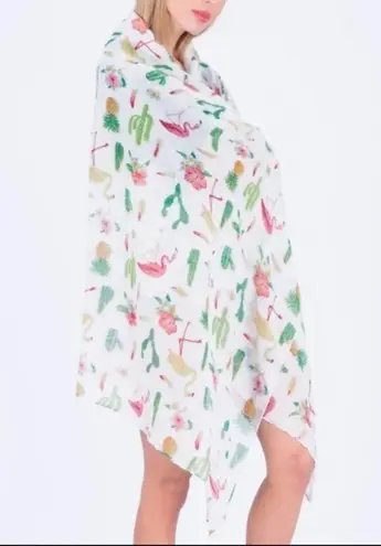 Boutique Cactus Pineapple Flamingo Beach Sarong Coverup