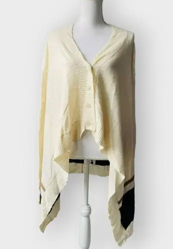 360 Cashmere  Cardigan Handkerchief Hem Long Sleeve Knit Cream Neutral Size Large