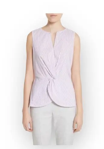 St. John new ā Pinstripe Twist Front Peplum Top ā Orchid Stripe Chain Detail ā M