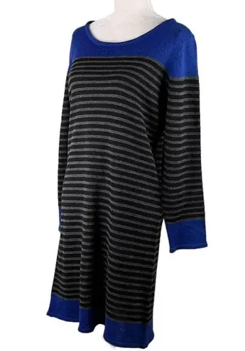 Ronni Nicole  Sweater Dress XL Stripes Royal Blue Black Gray New