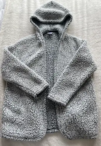 Fuzzy Hooded Jacket Gray