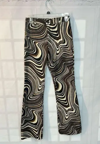 Motel Zoven Multicolor Ripple High Waist Flare Trouser In 70's Size XS