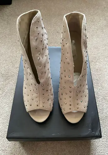 INC I.N.C Beige Studded Suede Booties 