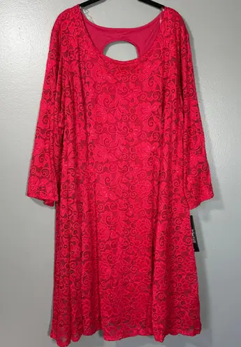 Avenue NWT Red Lace Midi Shift Special Occasion Dress - 30/32 - Womens Plus Size