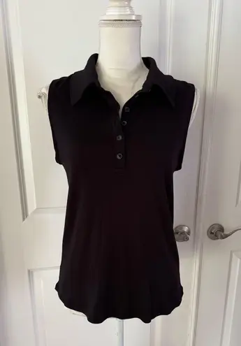 Elie Tahari super soft ribbed sleeveless polo top. Size L. MSRP $75