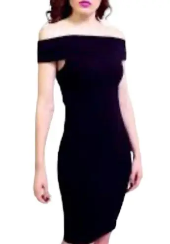 Strappy back black bodycon dress by Hottie, ladies small off shoulder mini