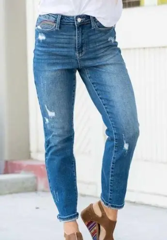 Judy Blue NEW Women's Size 27 Rainbow Embroidered High Waisted Jeans