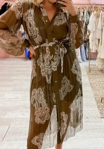 Zimmermann authentic printed paisley adjustable strap slip dress nightgown satin