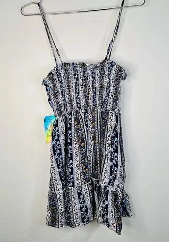 Justify Boho Floral Smocked Mini Dress Trendy Ruffles Lightweight Size Medium