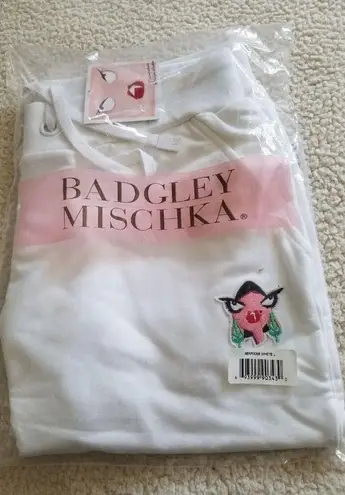 Badgley Mischka French Terry Jogger Pants with Pockets White Women's Size L