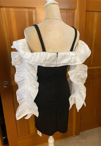 Lavishly Paris Nwt, Women’s Designer Two Tone Ruffle Sleeved Bodycon Dress