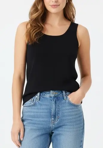 Chicos Travelers Black Tank Top Size 1 Acetate Spandex Sleeveless Basic
