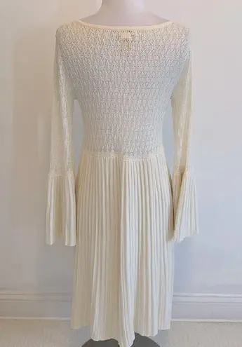 Sundance Josalyn Ivory Crochet Bell Sleeve Sweater Dress
