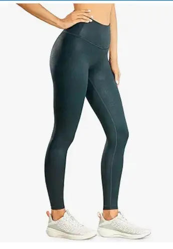 CRZ Yoga Green Matte Faux Leather Leggings "28 SZ XS