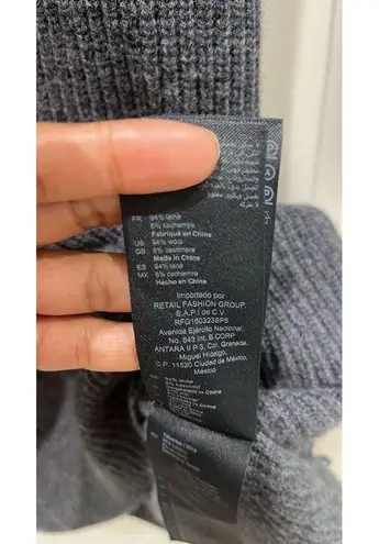 Sandro Paris Embellished Ribbed Wool & Cashmere Long Sleeve Gray Mini Dress US 2